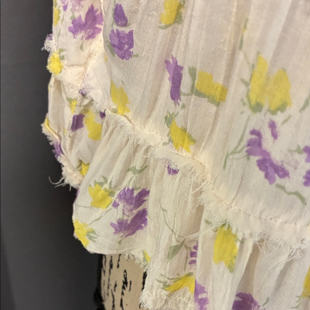 Chic Floral Camisole - Cream, Yellow, Purple - Picture 6 of 11
